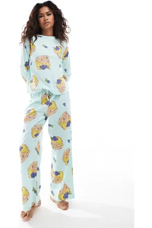 ASOS Pancakes long sleeve top & trouser pyjama set in