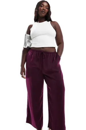 ASOS Curve satin pull on trouser in plum