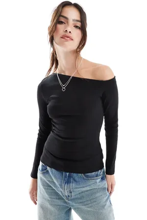 Stradivarius Asymmetric long sleeve top in