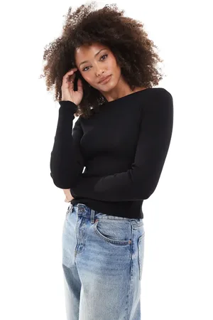 Miss Selfridge Compact knit long sleeve top in
