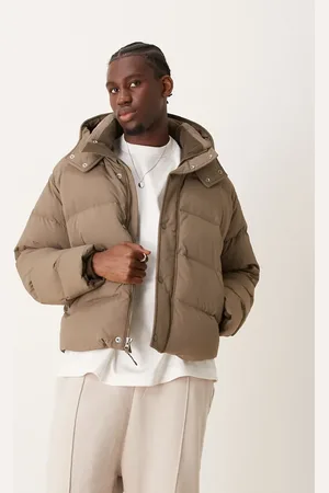 Abercrombie & Fitch Ultra hooded puffer jacket in beige