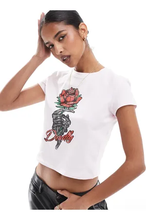 ASOS Baby tee with rose print in pink