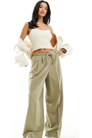 ASOS Petite tailored pull on trousers in khaki