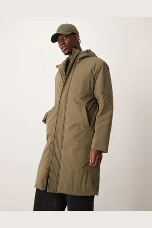 ASOS Longline puffer jacket in khaki