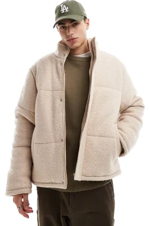 ASOS Textured wool puffer jacket in ecru