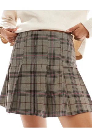 Stradivarius Pleated mini skirt in check print
