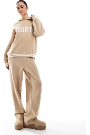 4th & Reckless Alexia jaquard knit jogger in beige