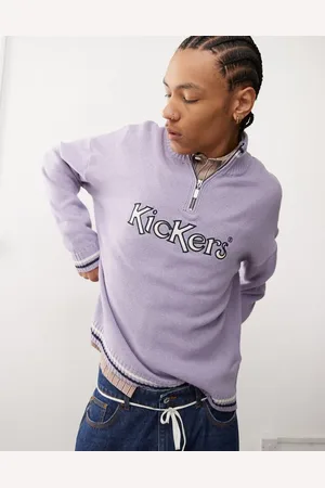 Kickers Unisex quarter zip knit jumper with applique logo in mauve