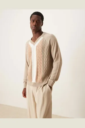 ASOS Relaxed knitted cable knit jumper in stone