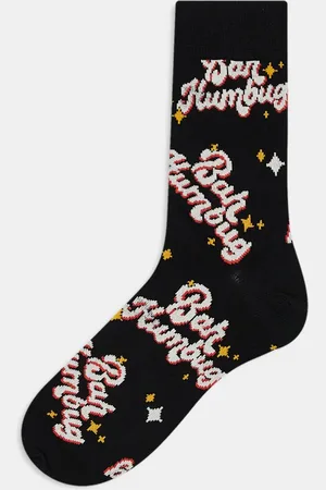 ASOS Christmas socks with bah humbug slogan in