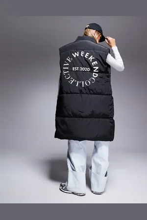 ASOS Weekend Collective maxi padded gilet with back logo in