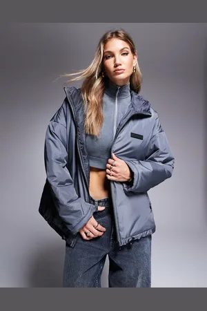 ASOS Weekend Collective zip through sporty coat in charcoal