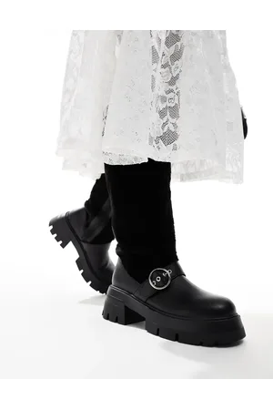 Public Desire Switch Up fluffy fur knee boots with buckles in