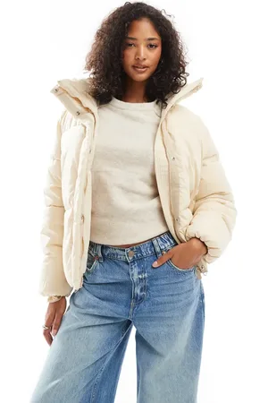Pull&Bear Padded puffer jacket in ecru