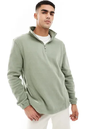 Brave Soul Oversized fleece half zip sweatshirt in sage