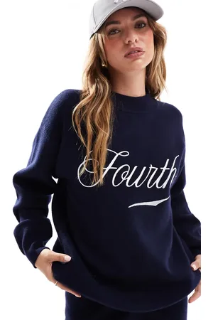 4th & Reckless Knitted high neck embroidered logo jumper co-ord in