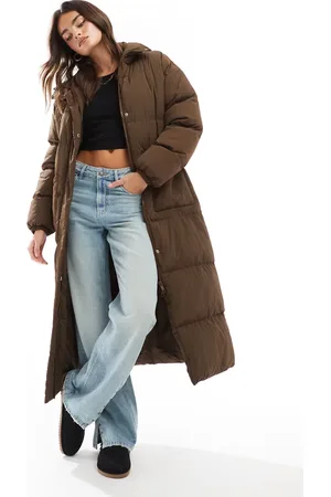 Brave Soul Longline maxi puffer coat in