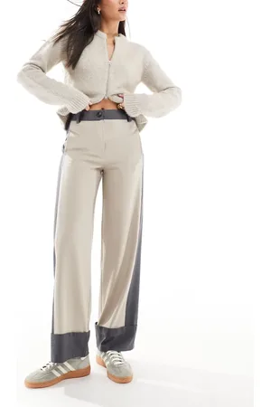 ASOS Contrast panel turn up trousers in camel