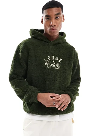 ASOS Oversized borg hoodie with embroidery in