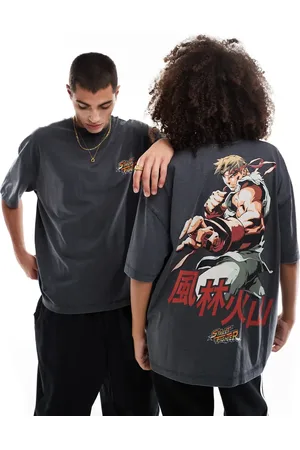 ASOS Unisex oversized license t-shirt with Street Fighter prints in washed