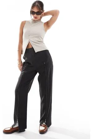 ASOS Zip leg tailored trouser in charcoal
