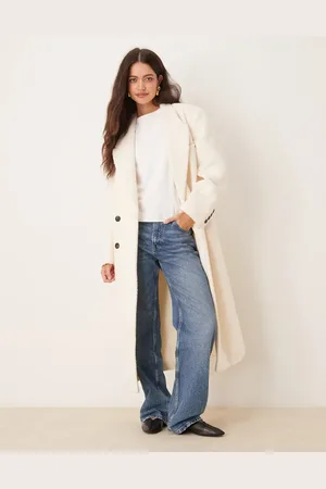 ASOS Cosy boucle dad coat in cream