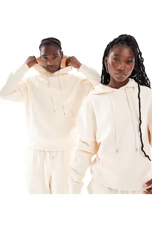 COLLUSION Unisex hoodie co-ord in ecru