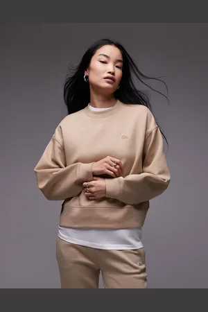 Lacoste Active logo crewneck sweatshirt in beige