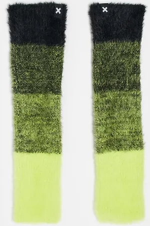 COLLUSION Unisex ombre fluffy knit arm warmers in neon