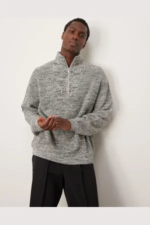 ASOS Knitted oversized fisherman rib quarter zip jumper in