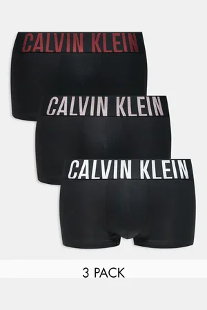 Calvin Klein Intense Power 3 pack low rise trunk with coloured logo waistband in