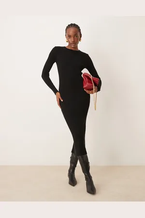 New Look Crew neck ribbed knitted midi dress in