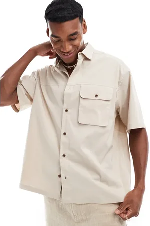 ASOS Shirt with cargo pockets in stone