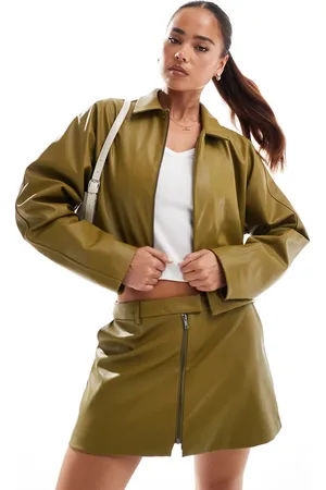 ASOS Faux leather blazer co-ord in olive