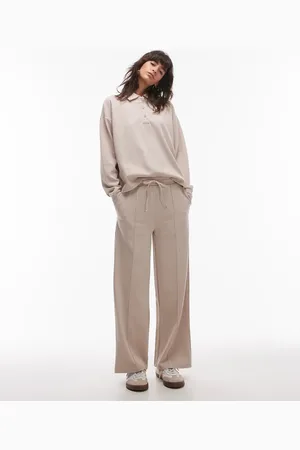 MANGO Pique tie front trouser co-ord in beige