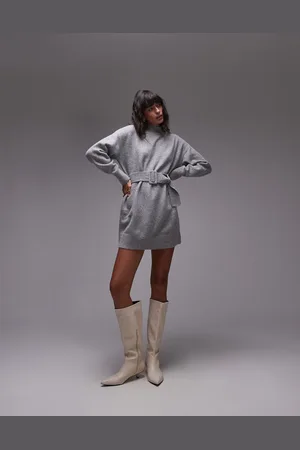 & OTHER STORIES Knitted mini dress with belt in melange