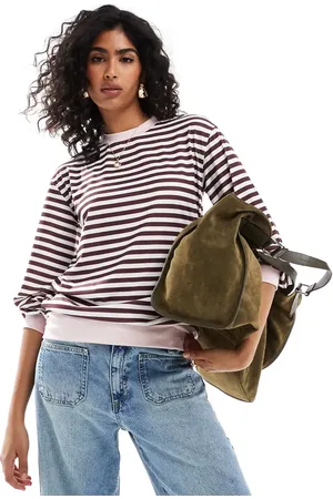 ASOS Long sleeve stripe top with contrast cuffs and neckband in
