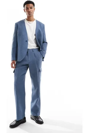 Viggo Tailoreed cargo trousers in waffle in stone co-ord