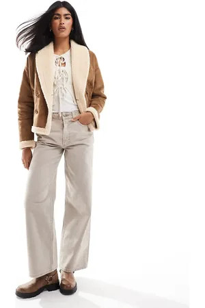 Threadbare Faux suede and borg jacket in tan