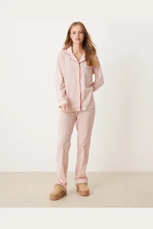 New Look Jersey stripe pyjama set in red and