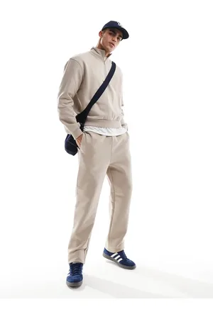 ASOS Premium heavyweight straight leg joggers 400gsm in beige