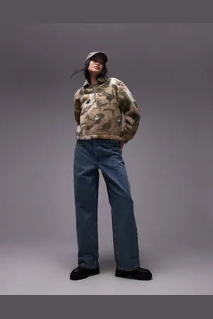 Lacoste Half zip camo sweatshirt in beige