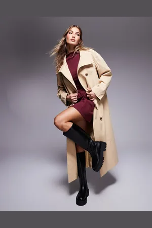ASOS Weekend Collective funnel neck trench coat in camel