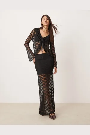Miss Selfridge Lace detail maxi skirt in