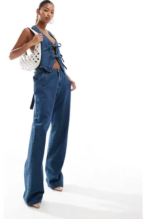 Aria Cove Denim wide leg jeans co-ord in mid