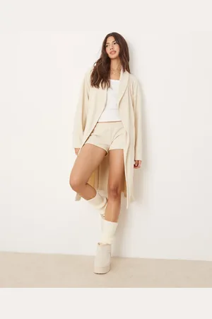 ASOS Lounge fluffy sock robe in cream