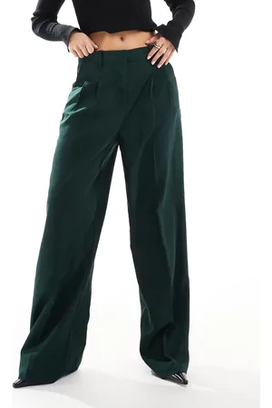 VERO MODA Tailored wide leg dad trousers in dark