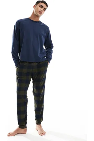 JACK & JONES Printed pyjama set in green and check