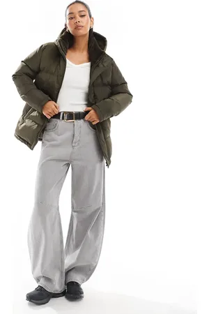 Threadbare Waist detail puffer with faux fur collar in