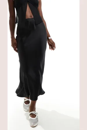 New Look Satin bias midi skirt in